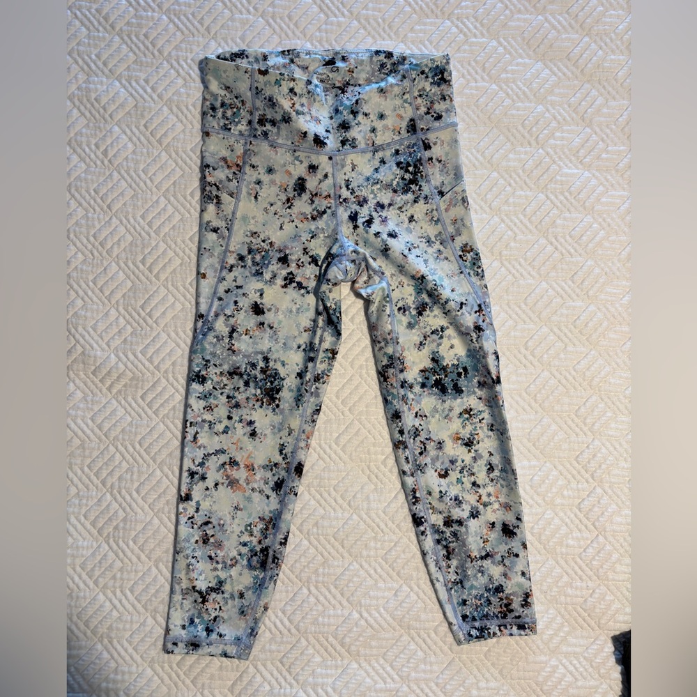 GAP Fit Floral Print Crop Leggings - Blue print